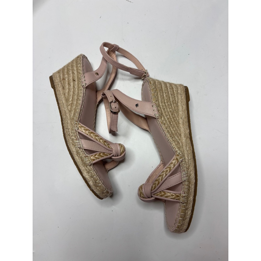 Kate Spade Tamar Pink Leather Espadrille Wedge Sandals Size 5 K9488